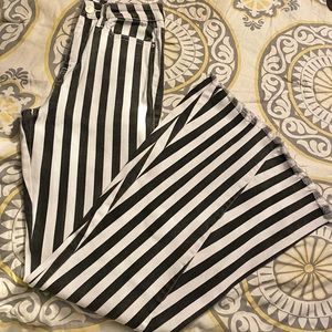 White with Black Stripes Super Flares 34 length High Rise